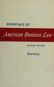 Front cover of Essentials of American business law by R. Robert Rosenberg