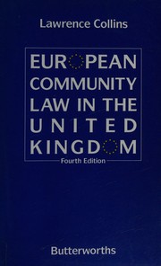 Front cover of European Community law in the United Kingdom by Lawrence Collins