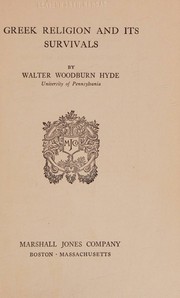 Front cover of Greek religion and its survivals by Walter Woodburn Hyde
