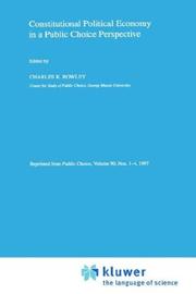 Cover of Constitutional Political Economy in a Public Choice Perspective ("Public Choice") by Charles K. Rowley