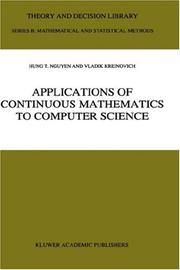 Front cover of Applications of continuous mathematics to computer science by Hung T. Nguyen