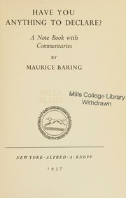 Front cover of Have you anything to declare? by Maurice Baring