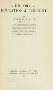 Cover of A history of educational thought by Percival R. Cole