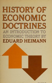 Front cover of History of economic doctrines by Eduard Heimann