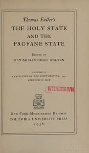 Front cover of Thomas Fuller's The holy state and the profane state by Thomas Fuller