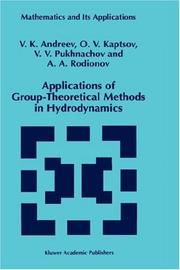 Front cover of Applications of group-theoretical methods in hydrodynamics by V. K. Andreev