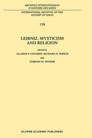 Front cover of Leibniz, mysticism, and religion by Allison Coudert
