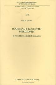 Front cover of Rousseau's economic philosophy by Bertil Fridén