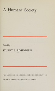 Cover of A humane society by Stuart E. Rosenberg