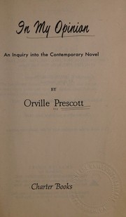 Front cover of In my opinion by Orville Prescott