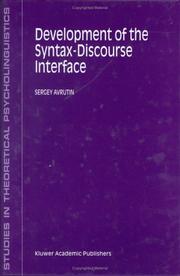Cover of Development of the syntax-discourse interface by Sergey Avrutin
