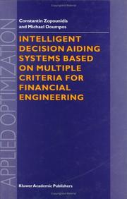Cover of Intelligent decision aiding systems based on multiple criteria for financial engineering by Constantin Zopounidis