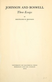 Cover of Johnson and Boswell by Bertrand Harris Bronson