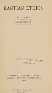 Cover of Kantian ethics by A. E. Teale