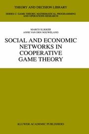 Front cover of Social and economic networks in cooperative game theory by Marco Slikker