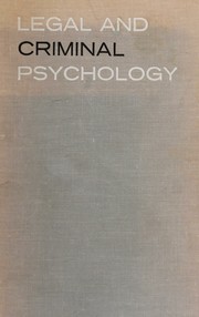 Front cover of Legal and criminal psychology by Hans Toch