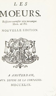 Cover of Les moeurs by François Vincent Toussaint