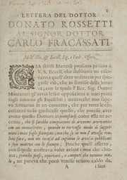 Cover of Lettera del dottor Donato Rossetti al signor dottor Carlo Fracassati by Donato Rossetti