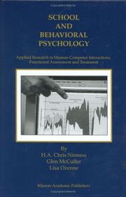 Front cover of School and behavioral psychology by H. A. Chris Ninness