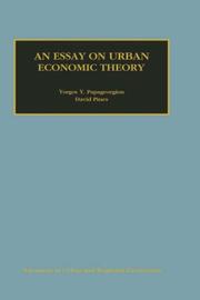 Front cover of An  essay on urban economic theory by Y. Y. Papageorgiou