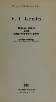 Front cover of Materializm i empiriokritit︠s︡izm by Vladimir Il’ich Lenin