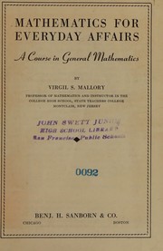 Front cover of Mathematics for everyday affairs by Virgil S. Mallory