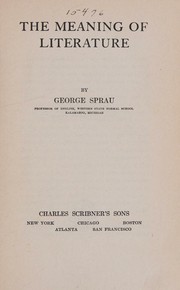 Front cover of The meaning of literature by George Sprau