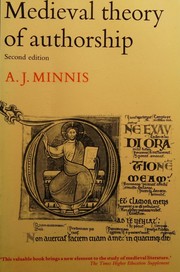 Cover of Medieval theory of authorship by A. J. Minnis