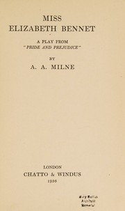 Front cover of Miss Elizabeth Bennet by A. A. Milne