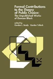Front cover of Formal contributions to the theory of public choice by Duncan Black