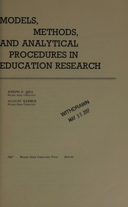 Cover of Models, methods, and analytical procedures in education research by Joseph E. Hill