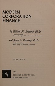 Front cover of Modern corporation finance by William H. Husband