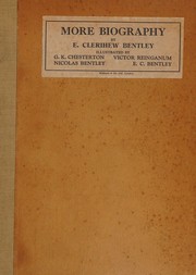 Cover of More biography by E. C. Bentley