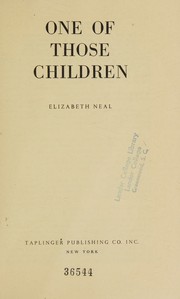 Front cover of One of those children by Elizabeth Neal