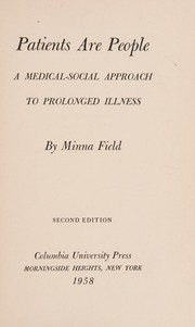 Front cover of Patients are people by Minna Field