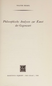 Cover of Philosophische Analysen zur Kunst der Gegenwart by Walter Biemel