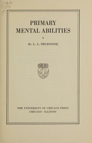 Cover of Primary mental abilities by Louis Leon Thurstone
