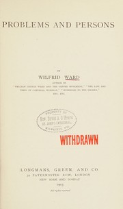 Cover of Problems and persons by Wilfrid Ward