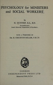 Cover of Psychology for ministers and social workers by Harry Guntrip