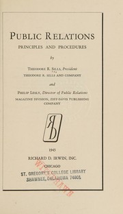 Cover of Public relations, principles and procedures by Theodore R Sills