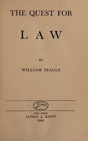 Cover of The quest for law by William Seagle