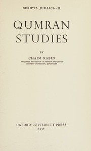 Front cover of Qumran studies by Chaim Rabin