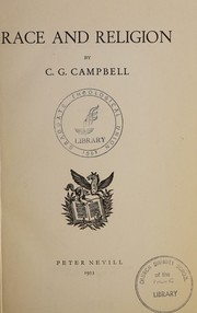 Front cover of Race and religion by Campbell, C. G.