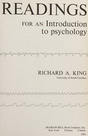 Cover of Readings for an introduction to psychology by Richard Austin King