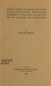 Cover of Recent trends in higher education in the United States by Trevor Arnett