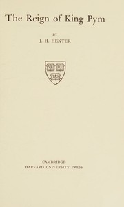 Cover of Reign of King Pym (Harvard Historical Studies) by J. H. Hexter
