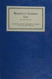 Front cover of Research in Louisiana law by Kate Wallach