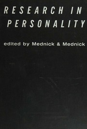 Front cover of Research in personality by Martha T. Mednick