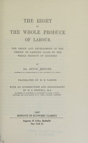Front cover of The right to the whole produce of labour by Anton Menger