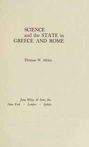 Front cover of Science and the state in Greece and Rome by Thomas W. Africa